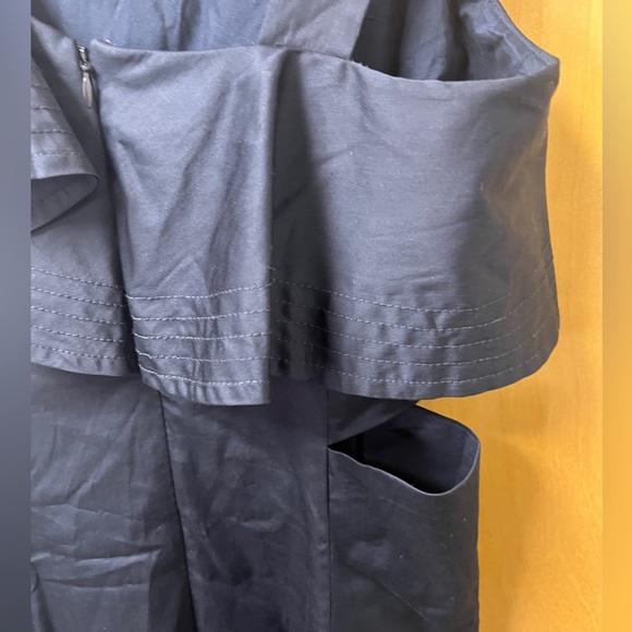 NWT VERONICA BEARD NAVY BEILLA ONE SHOULDER RUFFLE DRESS! SIZE 4! - Picture 4 of 6